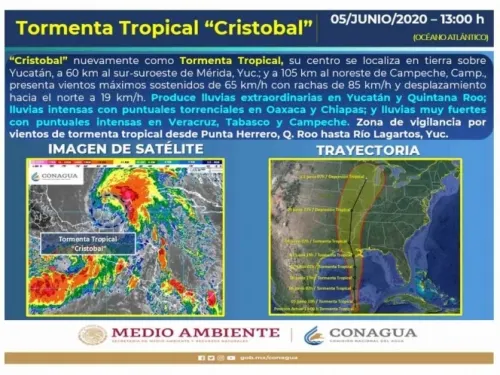 ‘Cristobal’ retomó fuerza y se convirtió nuevamente en Tormenta Tropical