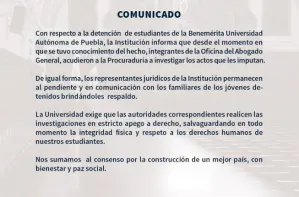 BUAP se mantendrá pendiente de la situación jurídica de sus alumnos