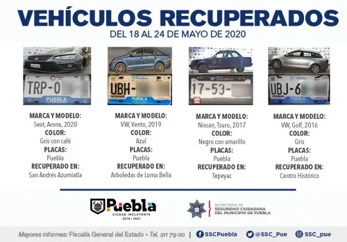 Remitió Policía Municipal de Puebla 17 vehículos ante el agente del ministerio público