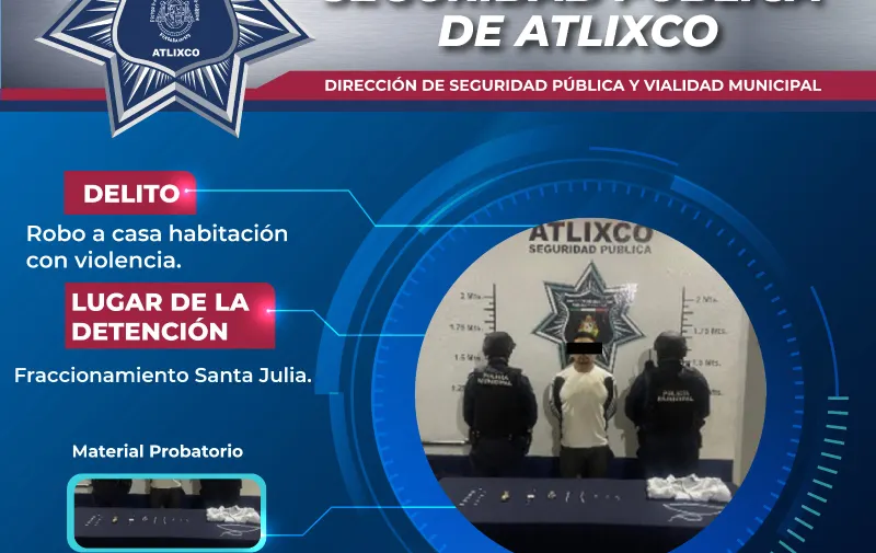 Policías de Atlixco frustran robo a casa habitación y recuperan auto robado