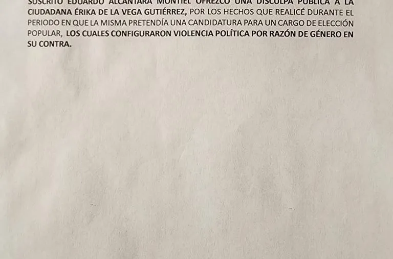 Disculpa ofrecida por Eduardo Alcántara