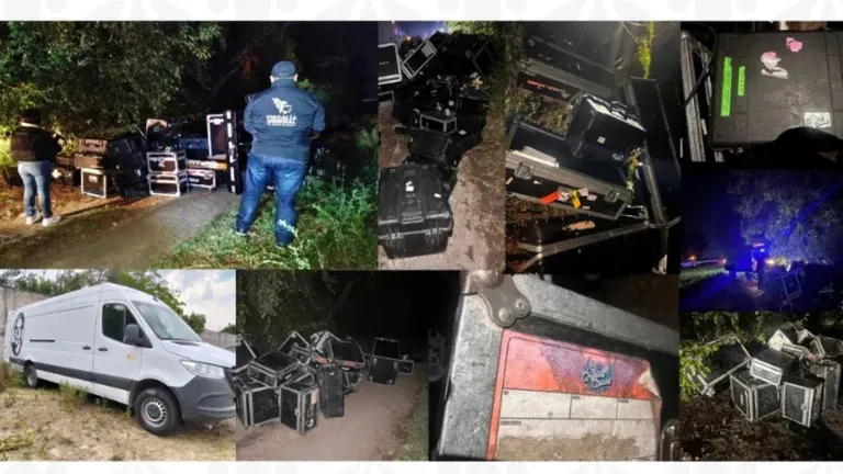 Recuperan en Puebla instrumentos robados a Los Ángeles Azules tras asalto en falso retén