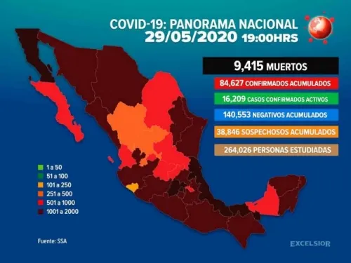 Asciende a 9 mil 415 la cifra de muertos por Covid-19 en México