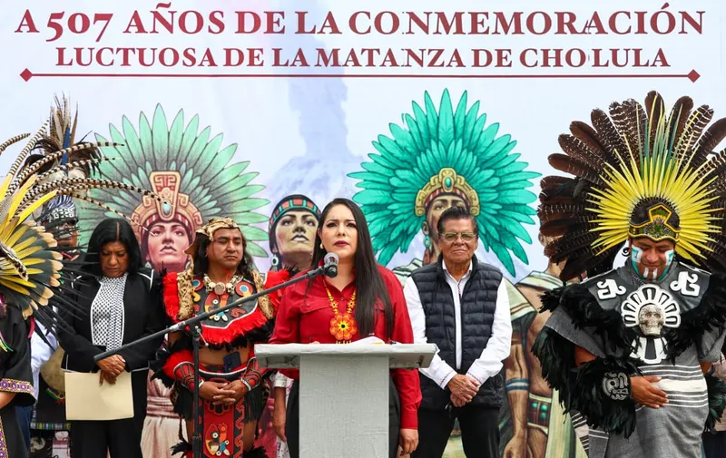 Conmemora San Pedro Cholula 507 años de la Matanza de Cholula con ceremonias cívicas y prehispánicas