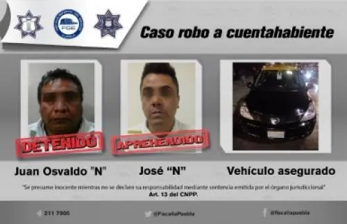 Detuvieron a dos sujetos por robo a cuentahabiente