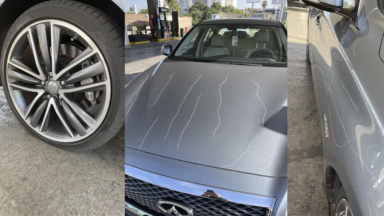 Auto de Alejandro Mondragón vandalizado