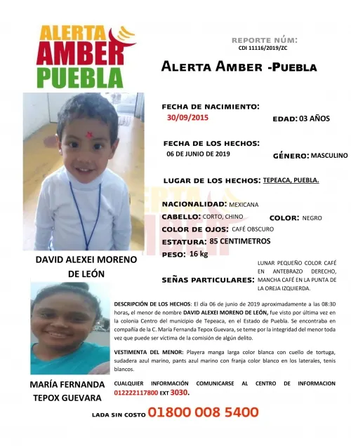 Activan Alerta Amber para localizar a un menor