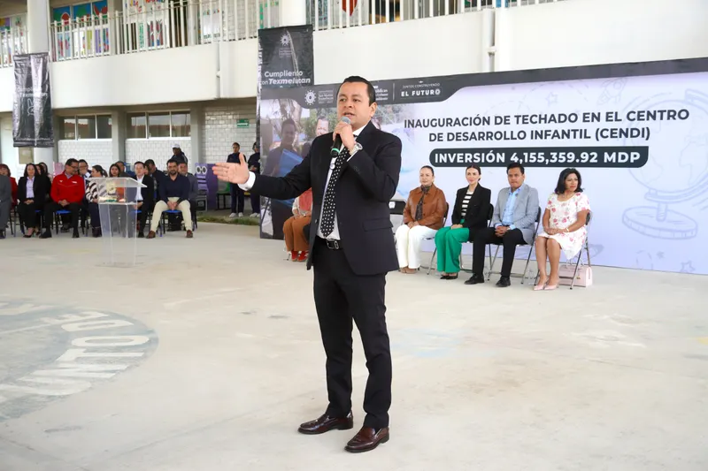 Inauguran techado en CENDI de Texmelucan; beneficia a 278 alumnos