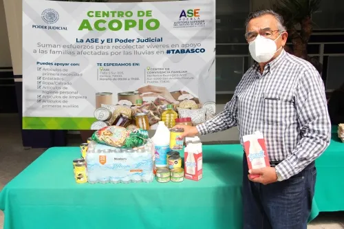 La ASE y el Poder Judicial del Estado de Puebla recolectan víveres para Tabasco