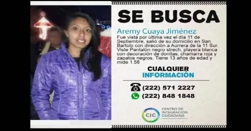 Buscan a joven Aremy Cuaya Jiménez desaparecida el 11 de septiembre