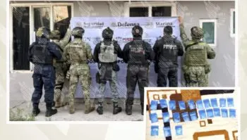 Catean inmueble en San Juan Tuxco y aseguran 23 bolsas con presunto cristal