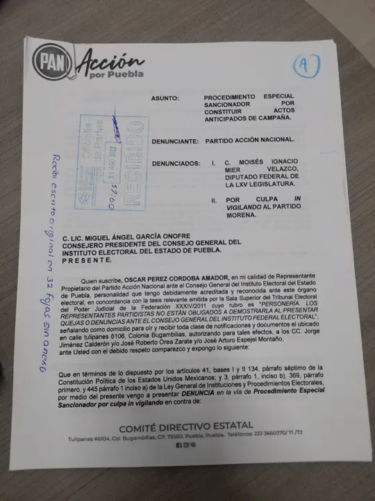 Interpone PAN denuncia contra Nacho Mier y Morena por actos anticipados de campaña