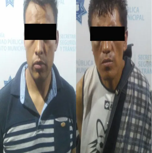 Mediante operativo BOMU, detienen fuerzas municipales de Puebla dos probables asaltantes
