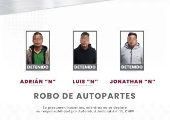Elementos de la SSC detienen a tres presuntos responsables por el robo de autopartes