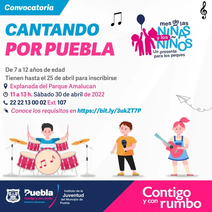 Niñas, niños y adolescentes todavía pueden inscribirse al concurso infantil “cantando por Puebla ”