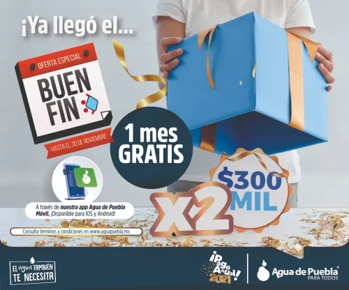 Agua de Puebla se suma al Buen Fin, ofrece 1 mes gratis del servicio
