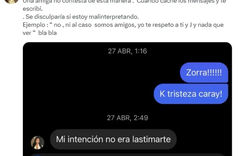 Ferka publica mensajes de Serrath a su ex, Jorge Losa: "las 'amigas' no firman una carta así"