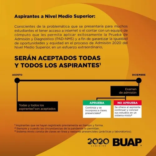 BUAP aceptará a todos los aspirantes a nivel medio superior que se hayan registrado a tiempo