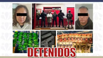 Cateo en Huauchinango deja dos detenidos; FGE asegura cristal, arma de fuego y dinero