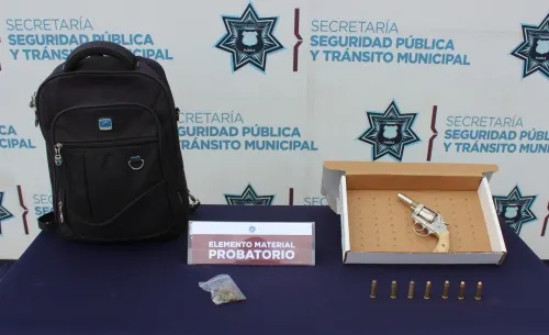 Aseguró Policía Municipal de Puebla un arma de fuego y siete cartuchos útiles