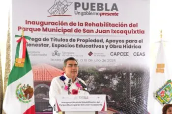 Puebla es unida, igualitaria, con paz social y próspera, manifestó Sergio Salomón en Ixcaquixtla