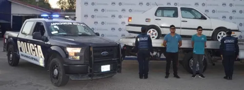 Detuvo policía municipal de Puebla a dos integrantes de una banda dedicada al robo de vehículo