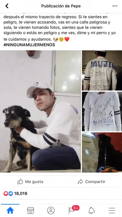 Un poblano usuario de Facebook, se ofrece para que él y su mascota resguarden a mujeres