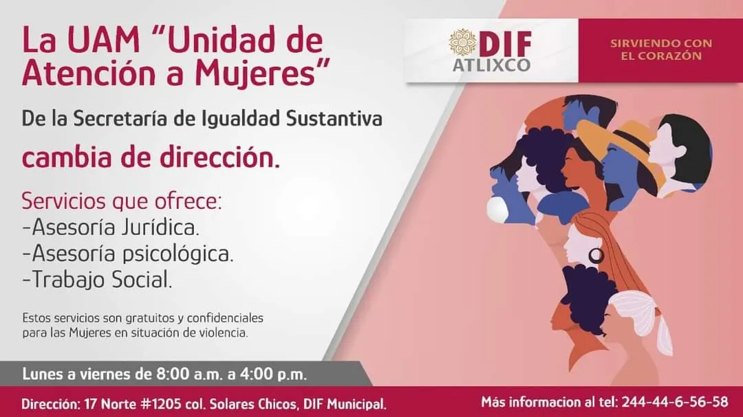 La unidad de atención para las mujeres ya atiende en el DIF Atlixco