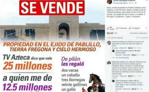 El Bronco vende en Facebook polémica casa de 12.5 mdp con ‘tierra fregona y cielo hermoso’