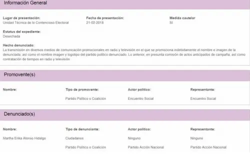 Desecha INE queja en contra de Martha Erika Alonso