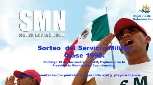 Cuautlancingo convoca a jóvenes clase 98 al Sorteo del SMN