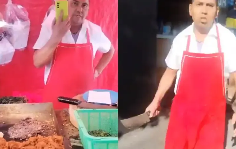 Clientes son amenazados de muerte por un taquero con un machete en un puesto callejero de la CDMX