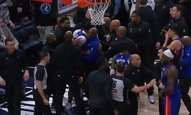 Caótica pelea en la NBA deja siete expulsados en el juego entre Timberwolves y Pistons