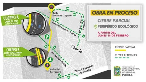 Por trabajos de rehabilitación cierran Periférico Ecológico