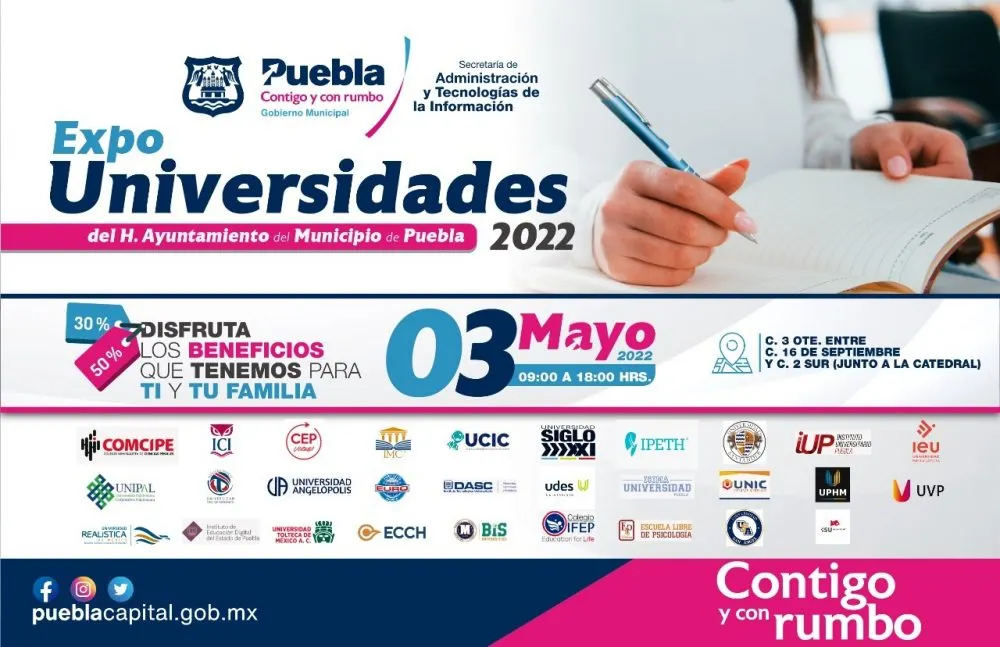 Ayuntamiento de Puebla invita a la expo universidades 2022