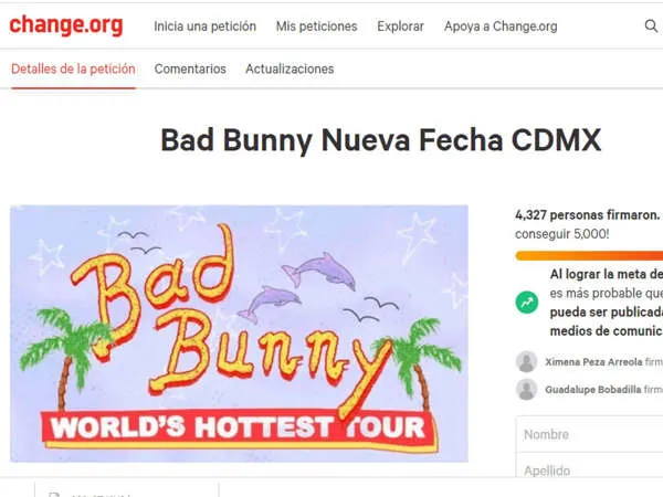 Fans de Bad Bunny lanzan petición en Change.org para nuevas fechas en México