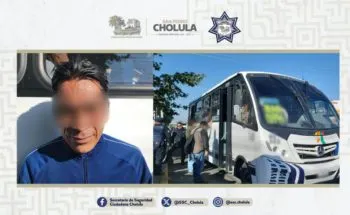 Acción coordinada permite asegurar a probable responsable de delitos en transporte público de San Pedro Cholula