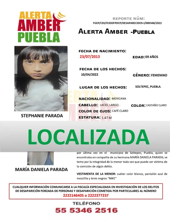 Fue localizada ilesa mediante Alerta Amber menor de 9 años