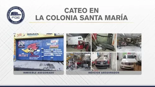 FGE aseguró en cateo cinco vehículos y diversas autopartes