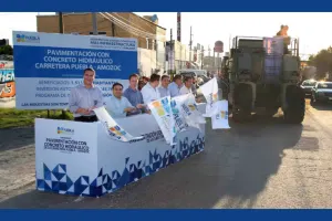 Inician pavimentación con concreto hidráulico de la Puebla-Amozoc