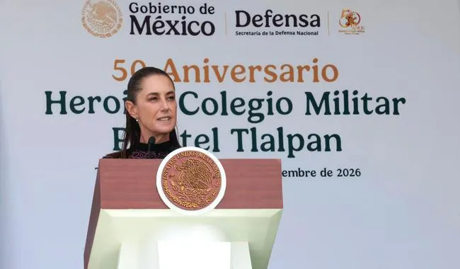 Claudia Sheinbaum encabeza ceremonia por 50 aniversario del Heroico Colegio Militar en Tlalpan