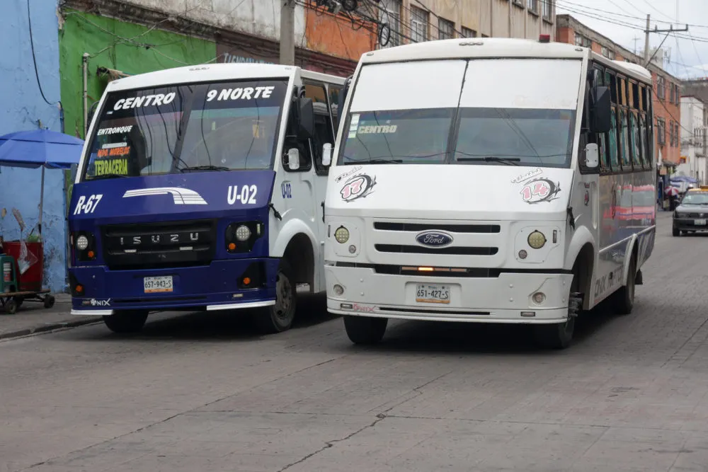 Unidades de transporte público en Puebla