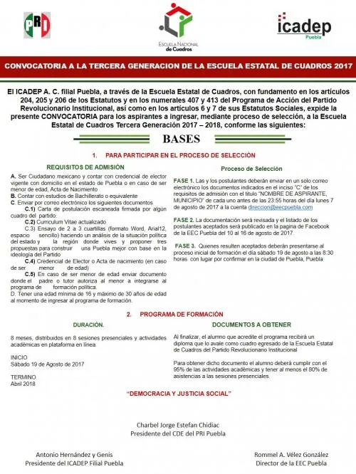 Anuncia PRI convocatoria para tercera generación de la escuela estatal de cuadros
