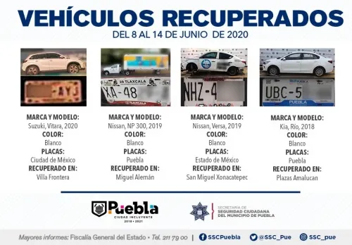 Remitió Policía Municipal de Puebla 11 vehículos ante el agente del Ministerio Público