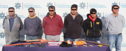 Detuvo SSC de Puebla a seis hombres por robo en agravio de una empresa de telefonía fija