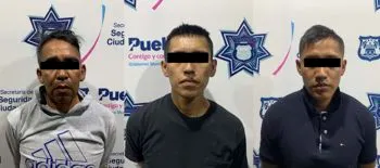 Detiene Policía Municipal de Puebla a tres hombres por robo a un establecimiento