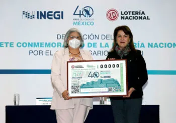 Lotería Nacional emite billete conmemorativo por el 40 aniversario del INEGI