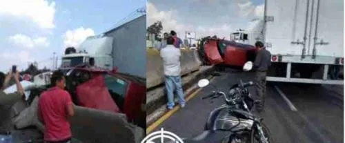 Tráiler choca contra automóvil en la autopista Puebla-Orizaba