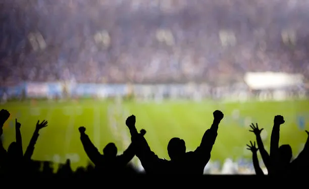 Aficionados entusiasmados con un partido de fútbol