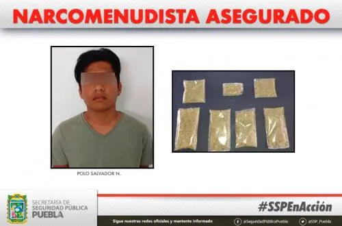 La SSP del Estado de Puebla detuvo a presunto narcomenudista